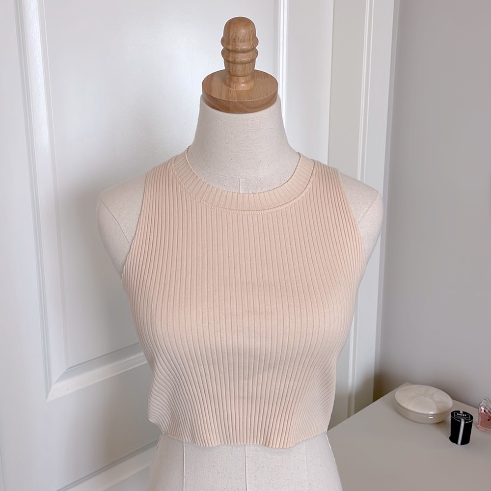 TOPSHOP | Ribbed Tank - Cream | Size: 4 - Picture 2 of 6